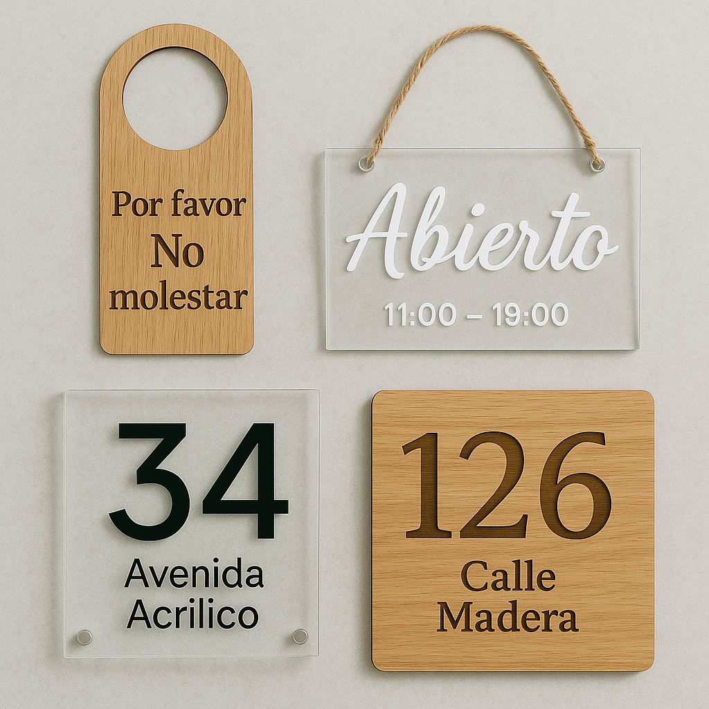 Carteles en Madera y Metacrilato