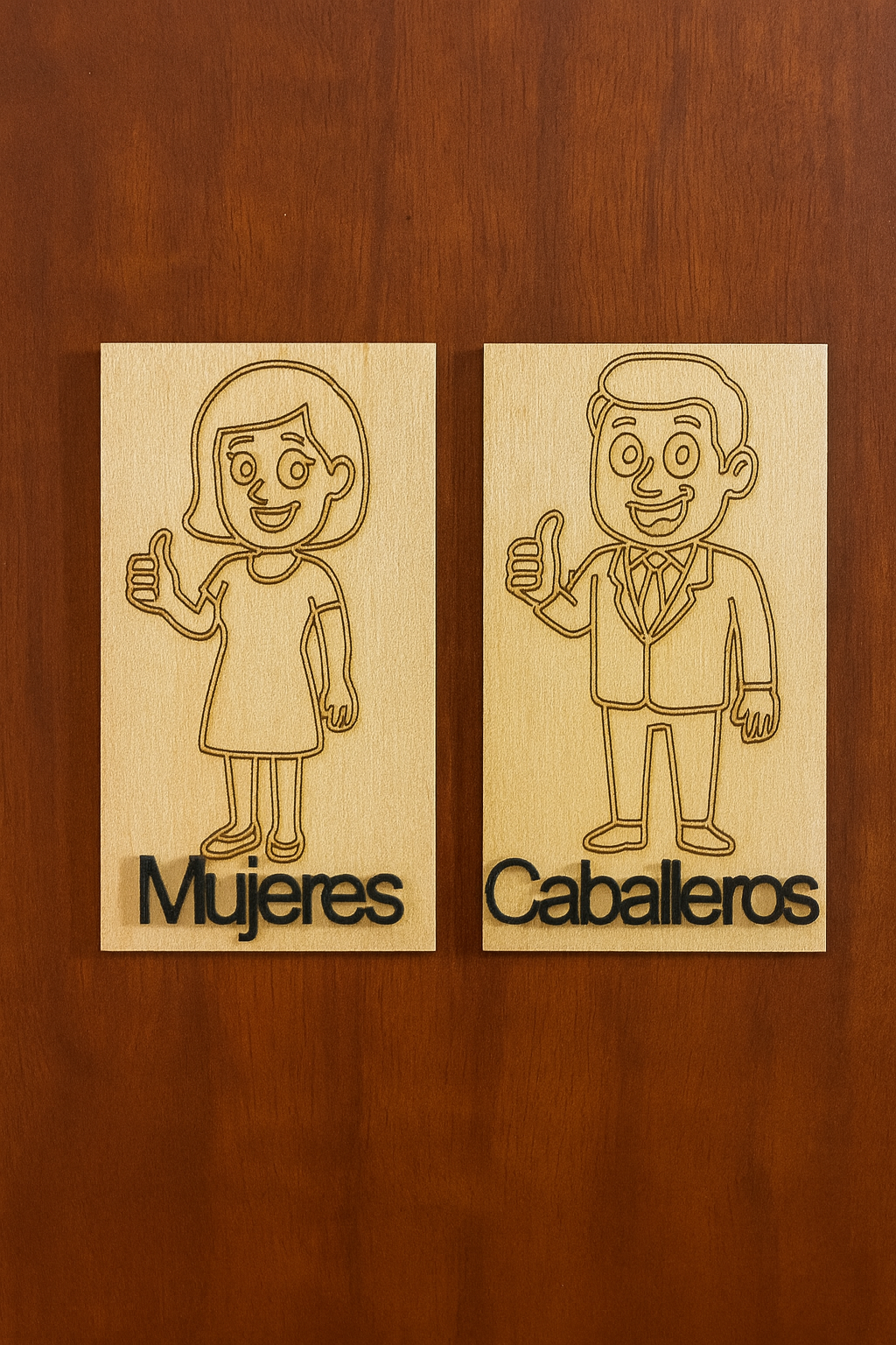 Carteles de Baños en Madera