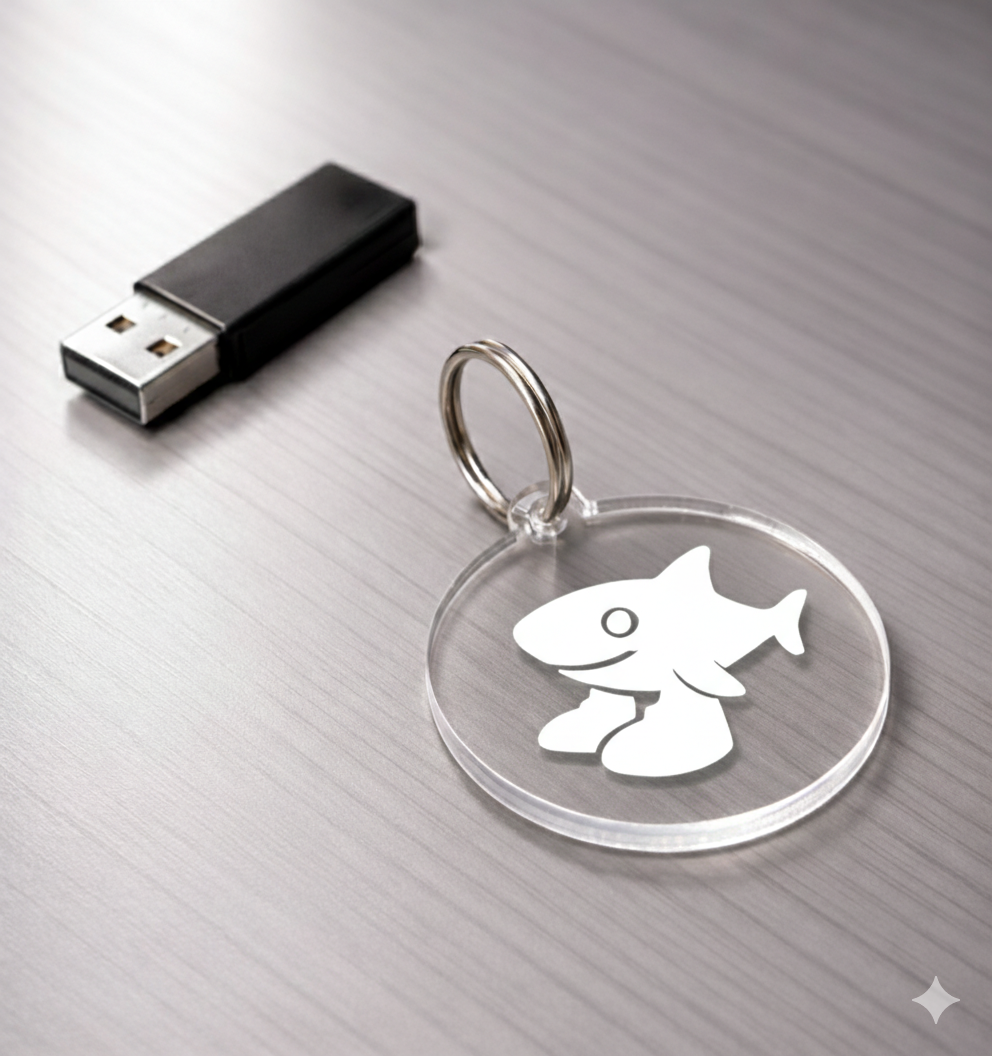 Llavero Personalizado de Metacrilato Logo + Tintado Blanco