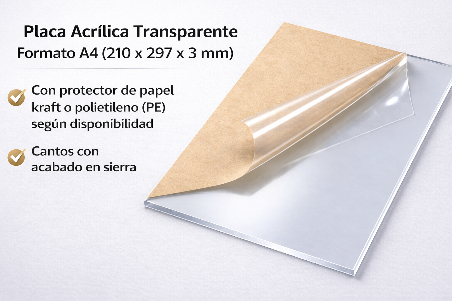 Lámina de Metacrilato Fundido DIN A4 3 mm con Film Protector